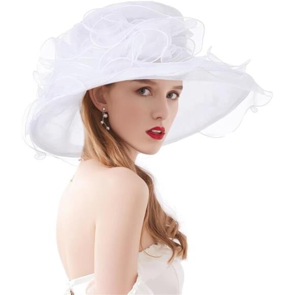 Organza Church Fascinator Hats 034 White
